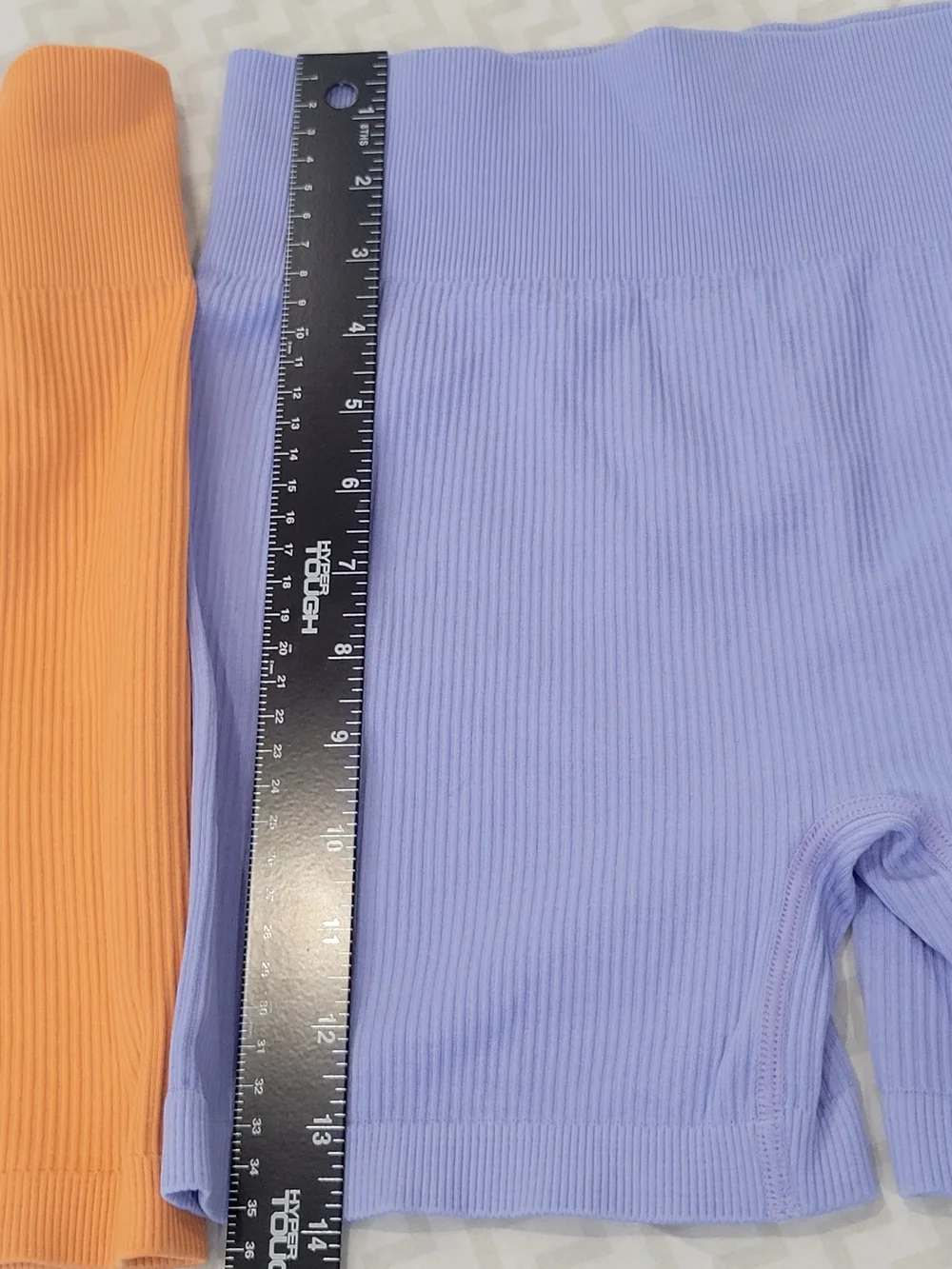 Ribbed High-Waist Bike Shorts - Orange & Lavender Sz Large - Picture 4 of 7